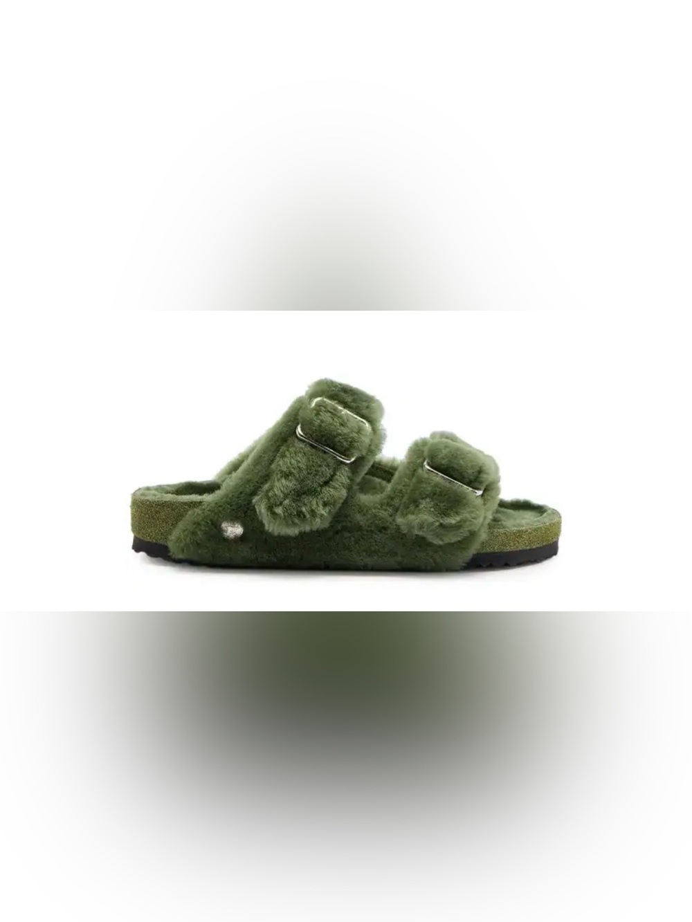 Birkenstock 1774 Shearling Sliders Green Size EU 38